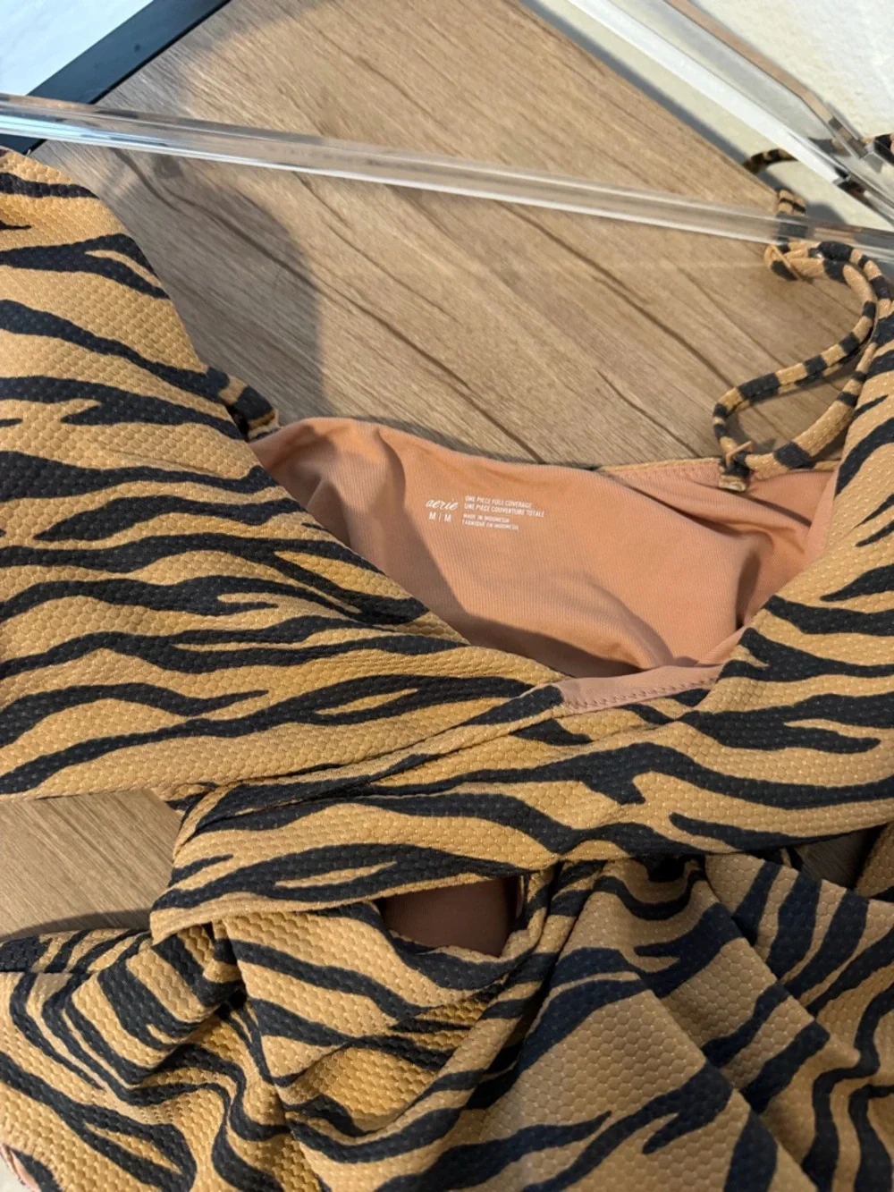 Aerie Tiger-Print Cutout One-Piece Swimsuit - Picture 7 of 8